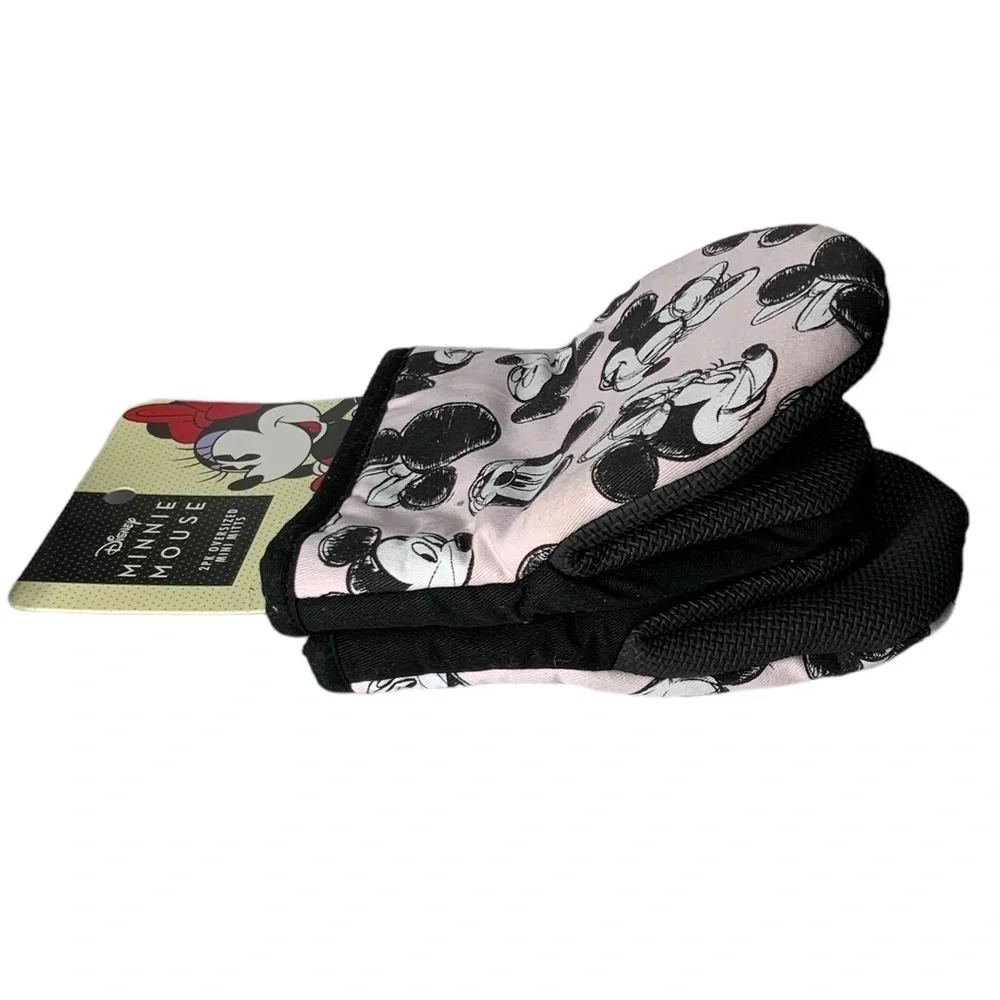 Disney Oven Mitts 2 Pack Mickey Minnie Mouse Oversized Mini Mitts Black Pink